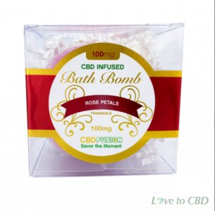 CBD FUSION - CBD BATH - ROSE PETAL BATH BOMB - 100MG