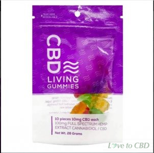 CBD LIVING - CBD EDIBLE - LIVING GUMMIES 10 COUNT - 100MG