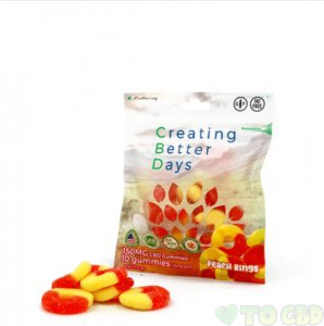 CREATING BETTER DAYS - CBD EDIBLE - PEACH RINGS GUMMIES - 10PC-15MG