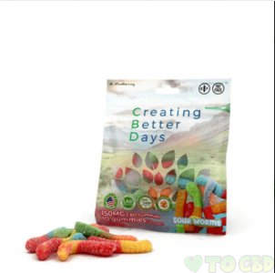 CREATING BETTER DAYS - CBD EDIBLE - SOUR WORMS GUMMIES - 10PC-15MG