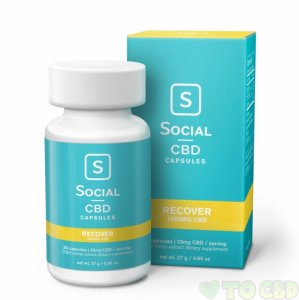 Social CBD 1000mg Gel Capsules Recover (33mg/Dose)