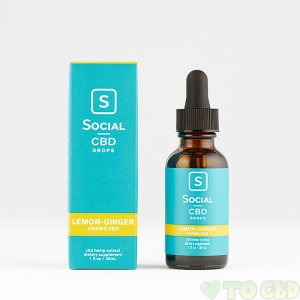 Social 1000mg CBD Tincture Oil 33mg/Dose Lemon Ginger No THC Broad Spectrum
