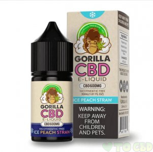 GORILLA CBD - CBD VAPE JUICE - ICE PEACH STRAW - 600MG-1200MG