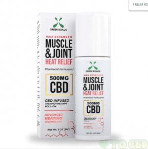 GREEN ROADS - CBD TOPICAL - MUSCLE & JOINT HEAT RELIEF ROLL-ON - 500MG
