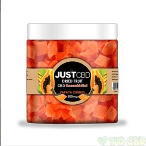 JUSTCBD - CBD EDIBLE - DRIED PAPAYA CHUNKS - 12MG