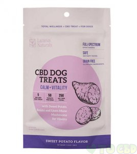 LAZARUS NATURALS - CBD PET EDIBLE - SWEET POTATO CALM + VITALITY DOG TREATS - 250MG