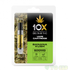 10X Delta-8 THC - Banana Kush Vape Cartridge - 900mg (1ml)