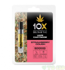 10X Delta-8 THC - Strawberry Cough Vape Cartridge - 900mg (1ml)