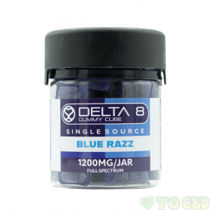 Delta 8 Full spectrum Blue Razz Flavor Gummy Cubes 1200mg