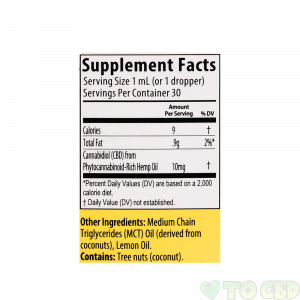 ALL-NATURAL LEMON FLAVORED CBD OIL 300mg