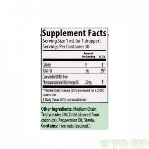 CBD OIL TINCTURE MINT FLAVORED 750mg