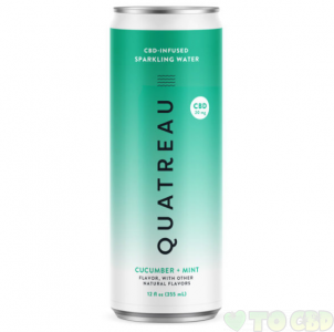 Quatreau CBD Infused Sparkling Water – Cucumber+Mint 20mg 12oz