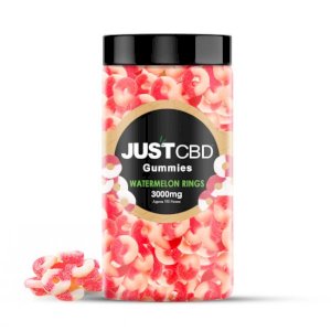JustCBD Gummies Watermelon Rings 3000mg Jar 