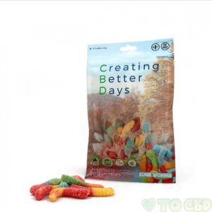 CREATING BETTER DAYS - CBD EDIBLE - SOUR WORMS GUMMIES - 20PC-15MG