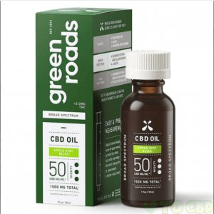 GREEN ROADS - CBD TINCTURE - BROAD SPECTRUM APPLE KIWI BLISS MIGHTY - 1500MG