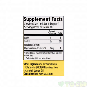 ALL-NATURAL LEMON FLAVORED CBD OIL 750mg