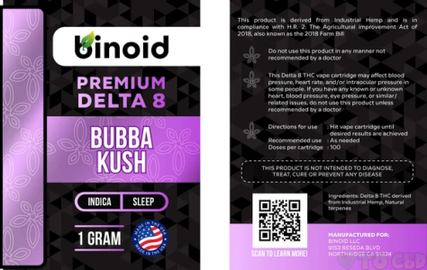 DELTA 8 THC VAPE CARTRIDGE - BUBBA KUSH